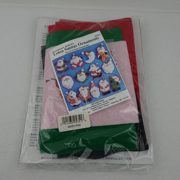 Design Works Crafts Lotsa Santas Felt Ornaments Kit Set of 13 Christmas Craft - Picture 3 of 3